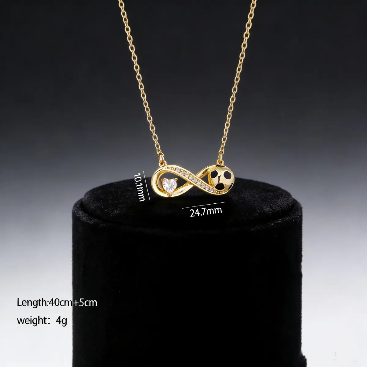 Two-Tone Alloy Heart & Football FIFA World Cup 2026 Pendant Necklace — front view