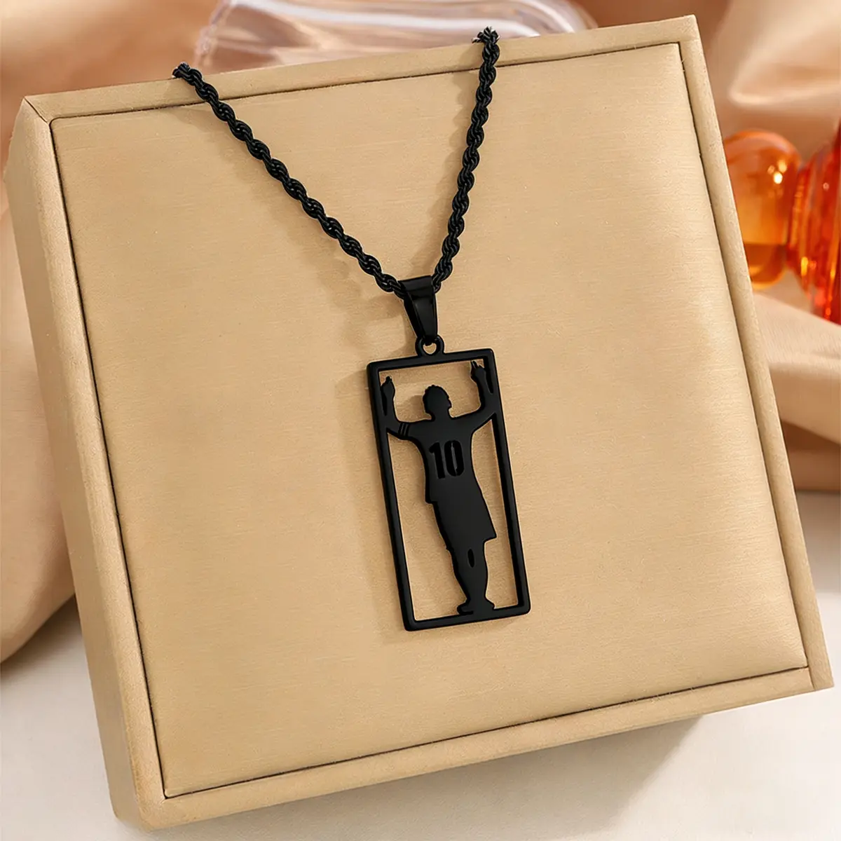 Black No.10 Argentina Messi FIFA World Cup 2026 Crystal Player Pendant Necklace — front view