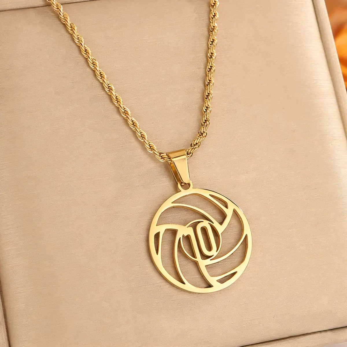 Gold No.10 Crystal Football FIFA World Cup 2026 Pendant Necklace — front view