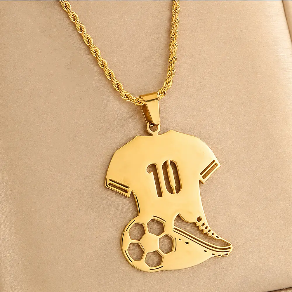Gold No.10 Argentina Messi FIFA World Cup 2026 Jersey Pendant Necklace — front view