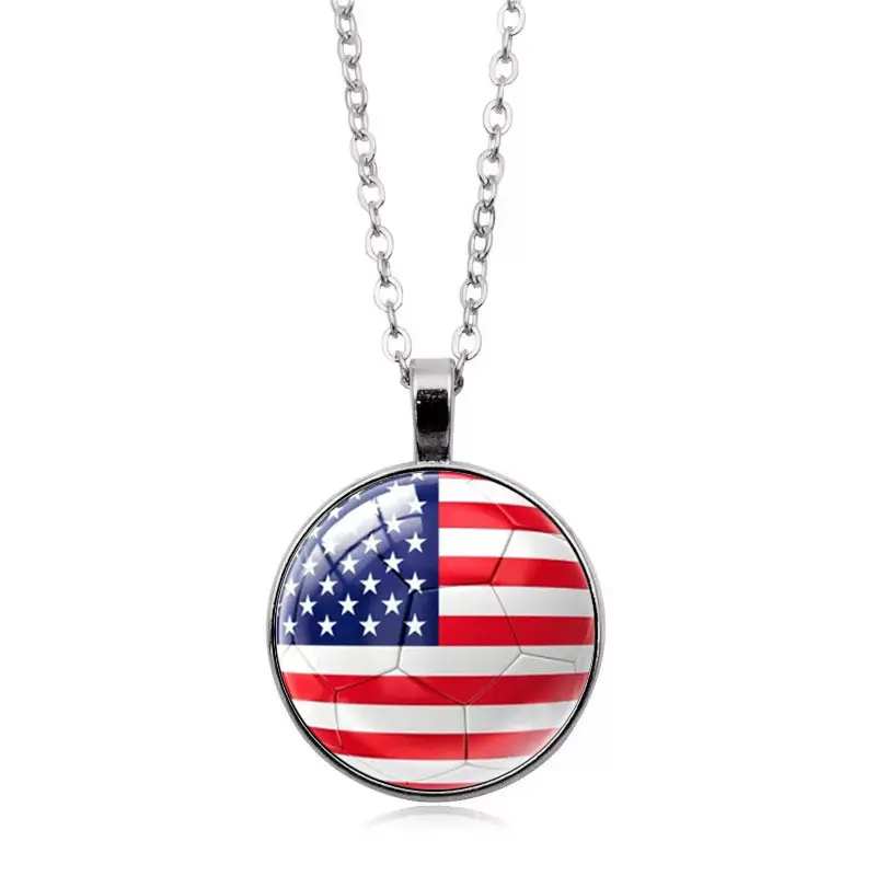 USA Flag Football FIFA World Cup 2026 Pendant Necklace — front view