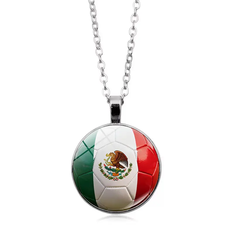 Mexico Flag Football FIFA World Cup 2026 Pendant Necklace — front view