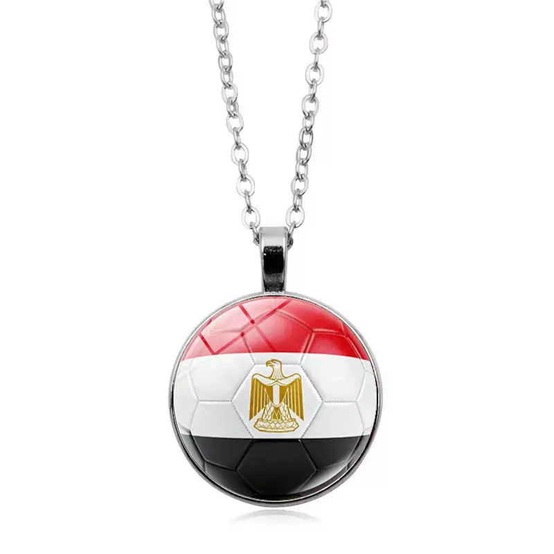 Egypt Flag Football FIFA World Cup 2026 Pendant Necklace — front view
