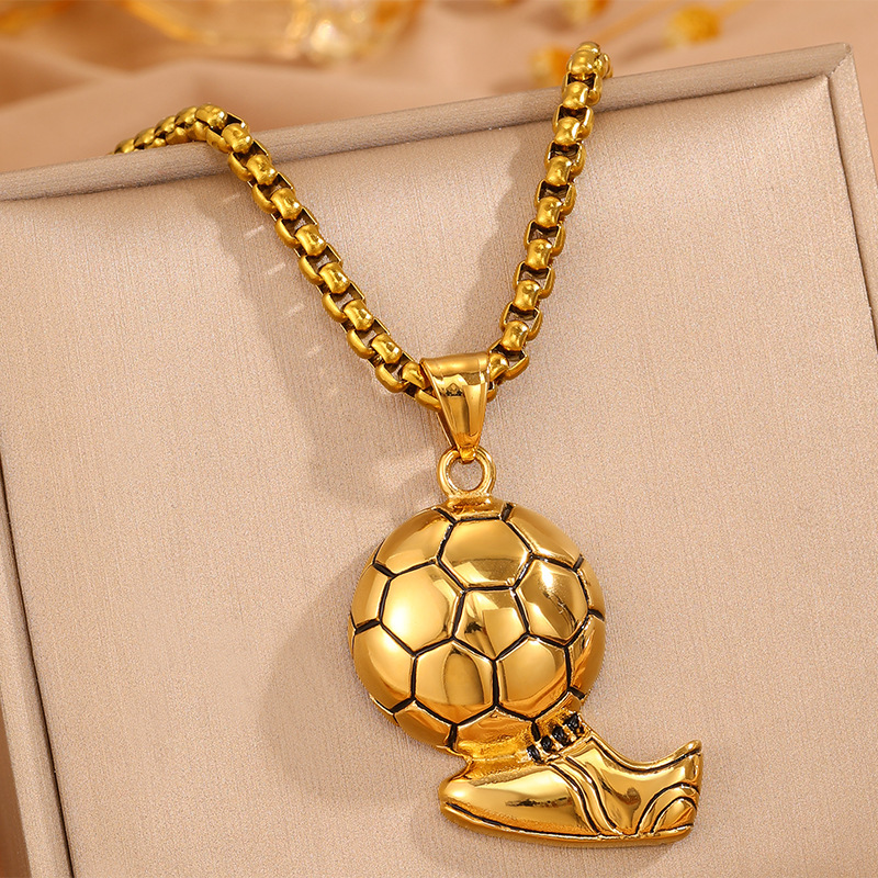 Gold Crystal Kicking Foot FIFA World Cup 2026 Pearl Chain Pendant Necklace