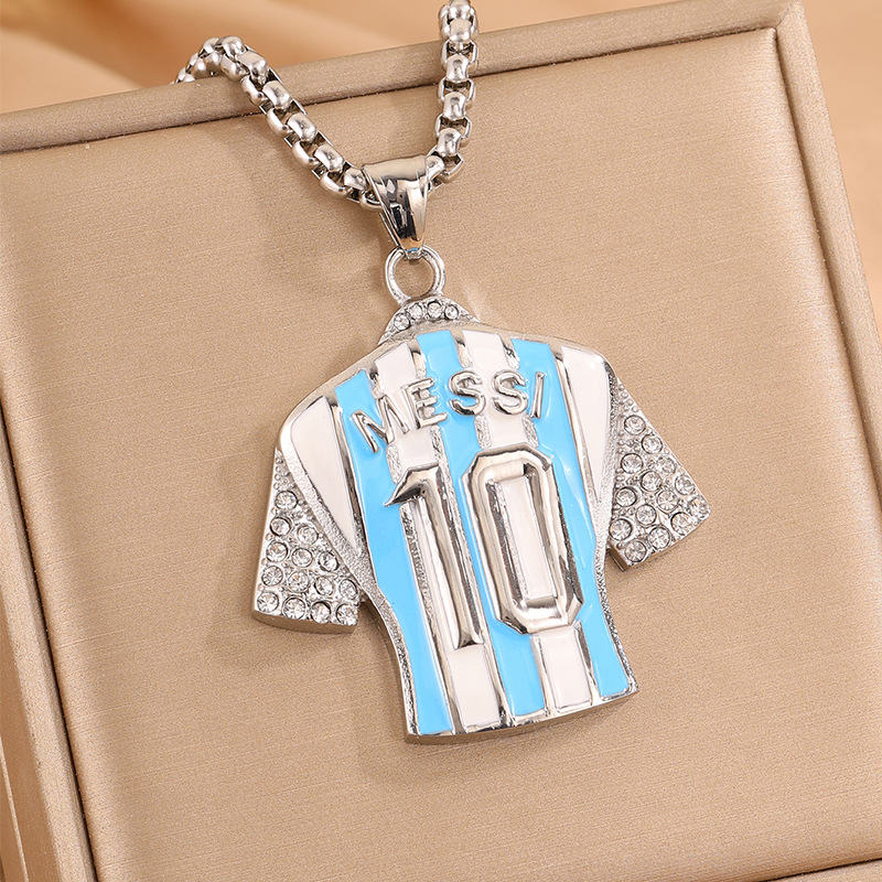 Steel No.10 Messi Argentina FIFA World Cup 2026 Pearl Chain Pendant Necklace
