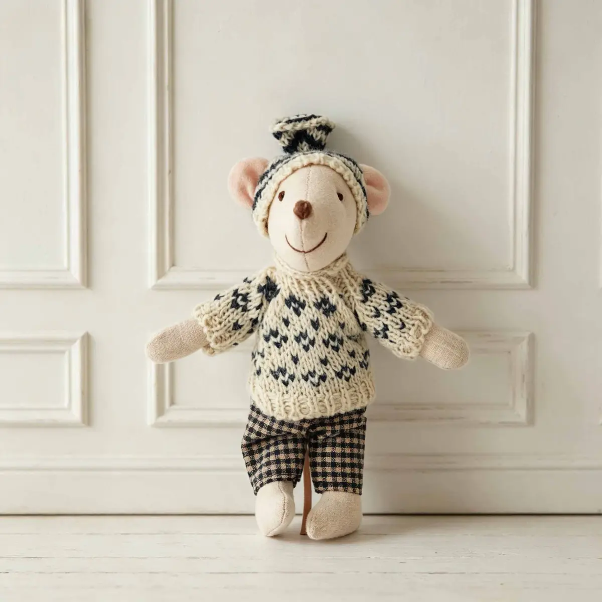 Blue Grey Sweater Set Mouse Plush 15cm — front view