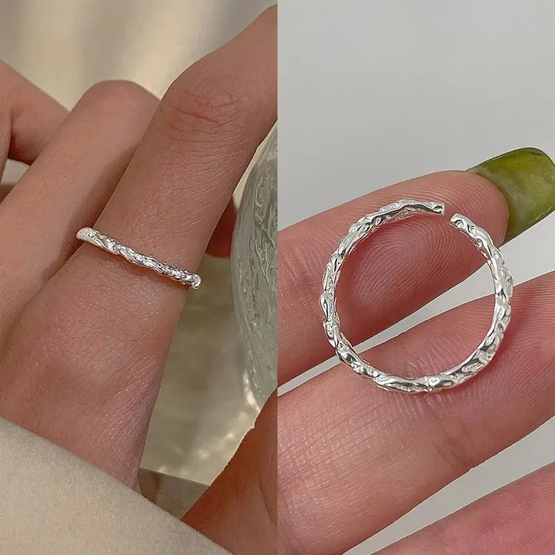 Chain Link Crystal CZ Silver Ring — view 2