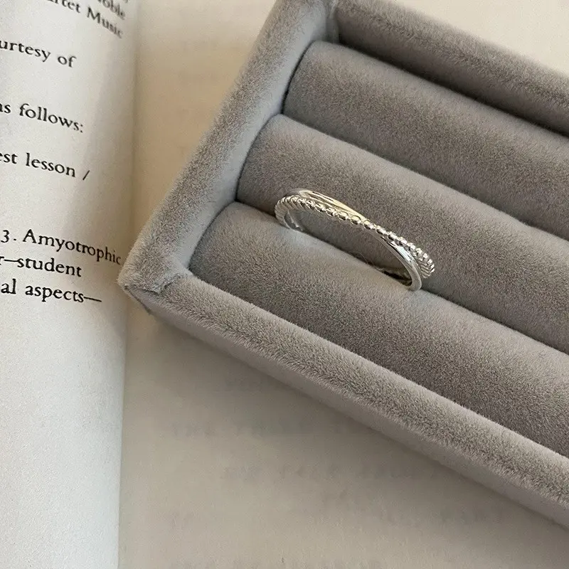 Twisted Rope Millgrain Silver Ring — front view