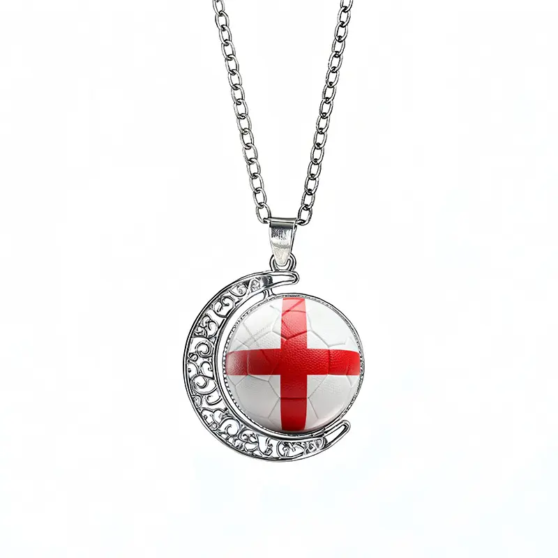 England Flag Spinning Moon FIFA World Cup 2026 Sweater Chain Necklace — front view