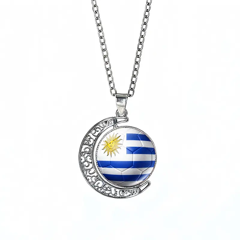 Uruguay Flag Spinning Moon FIFA World Cup 2026 Sweater Chain Necklace — front view