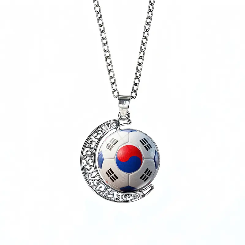 South Korea Flag Spinning Moon FIFA World Cup 2026 Sweater Chain Necklace — front view
