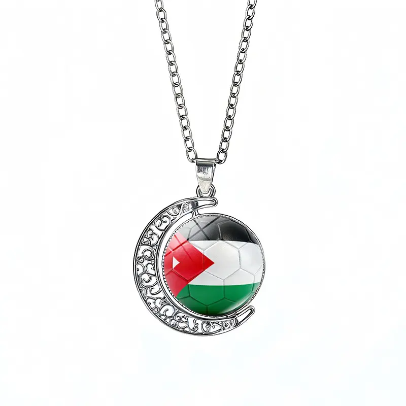 Jordan Flag Spinning Moon FIFA World Cup 2026 Sweater Chain Necklace — front view
