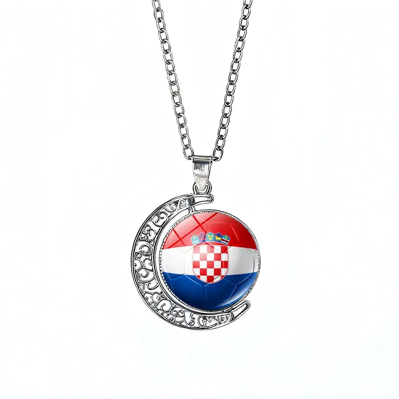 Croatia Flag Spinning Moon FIFA World Cup 2026 Sweater Chain Necklace — front view
